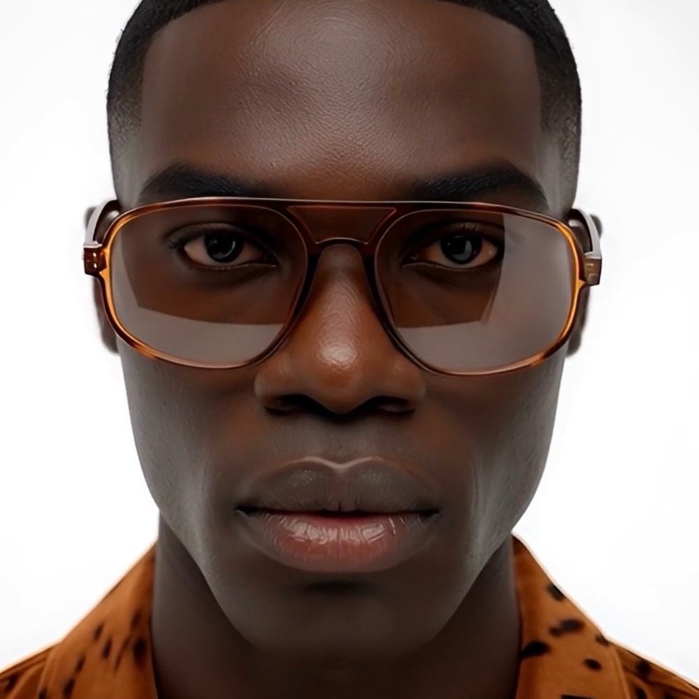 Mens Orange Aviator Sunglasses Gradient Lenses Double Bridge Frame Hip Hop 2026